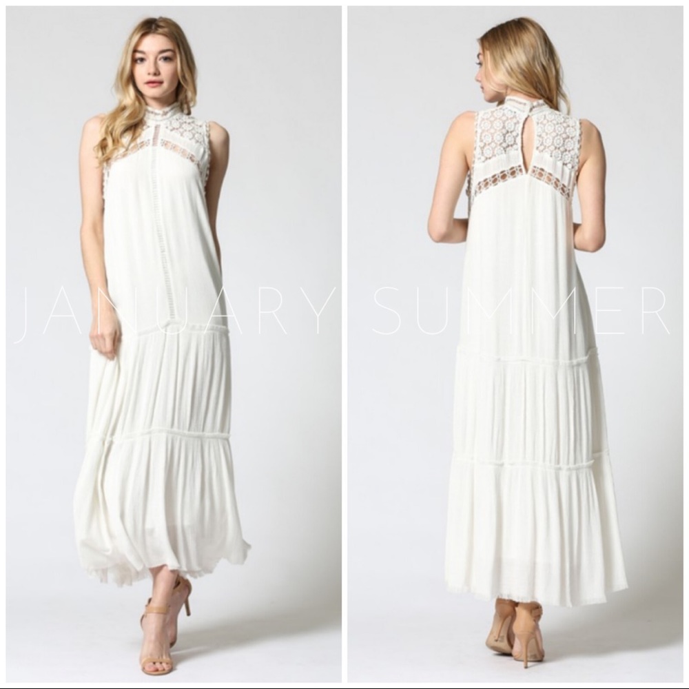 ☀️IVORY WHITE BOHO LACE DRESS